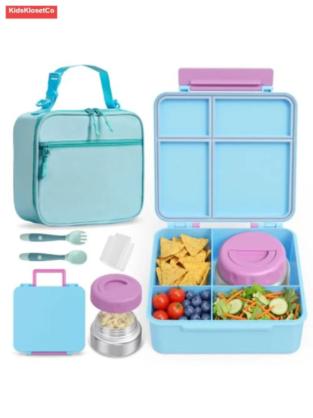 4-Compartment Bento Lunch Box Set with Insulated Food Jar, Utensils & Carry Bag